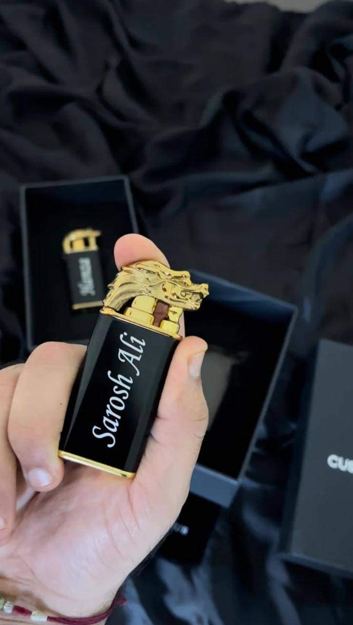 Name Personalized Dual Flame Dragon Lighter with Free 300ML Refill